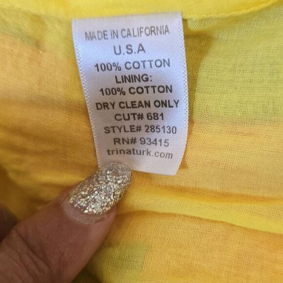 Trina Turk retro style yellow/orange halter sundress, Pre-owned, sz.4 - Picture 9 of 10
